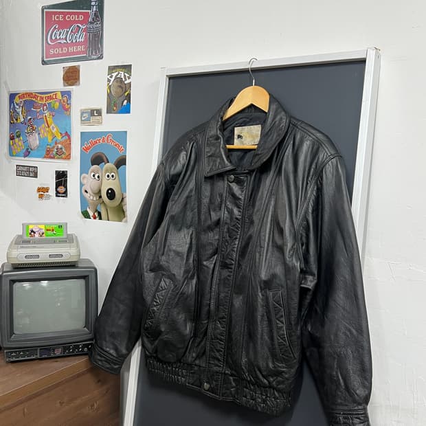 90s' Cow Leather Vintage 빈티지 블루종 소가죽 자켓