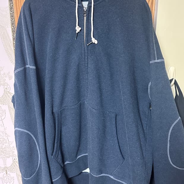 러프사이드 Oversized Zip Up Hoodie Navy 24FW