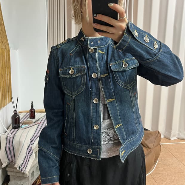 CRUX 빈티지 진청 데님 트러커 자켓 