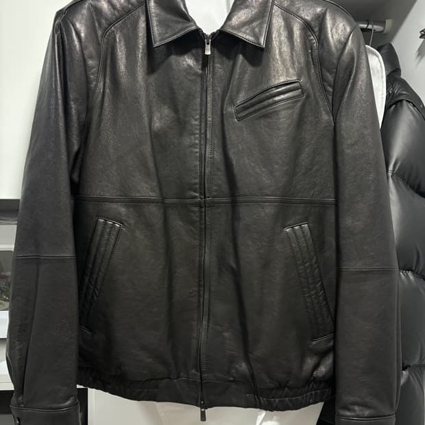 해칭룸 스티치 볼륨 레더 자켓 블랙(2)