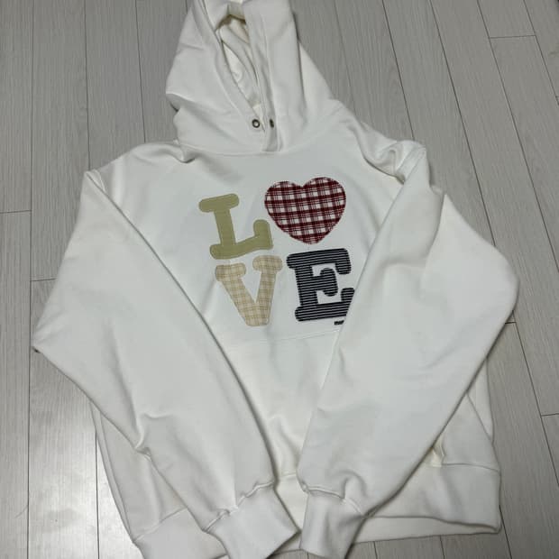 플리마켓🔥 밈더워드로브 패치 워크 후드티 화이트