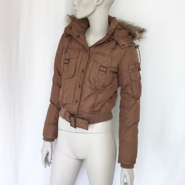 BEBE Brown hoodie puffer Jacket