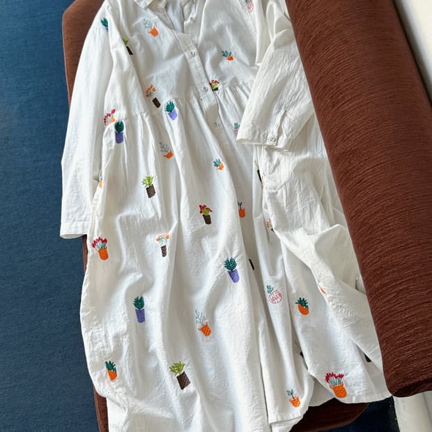 Natural cotton design stitch onepiece