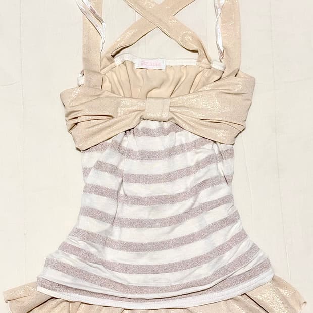 리즈리사 빅리본 스트라이프 나시 슬리브리스 라떼갸루 로걀 히메갸루