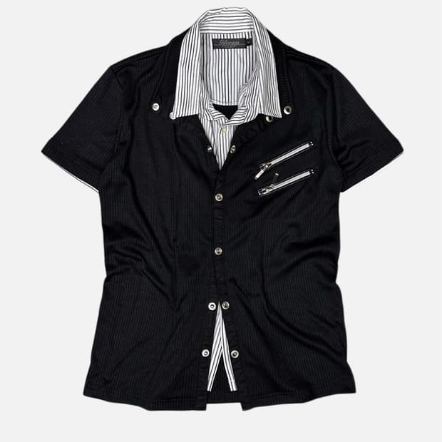 GILEVANS ribbed shirt layered jacket