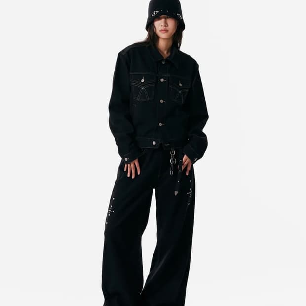 Aakam 아캄 웨스턴 스터드 코튼 팬츠 블랙 2 size