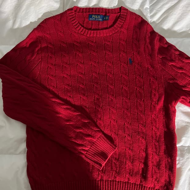 폴로랄프로렌 꽈배기니트 레드 사이즈L