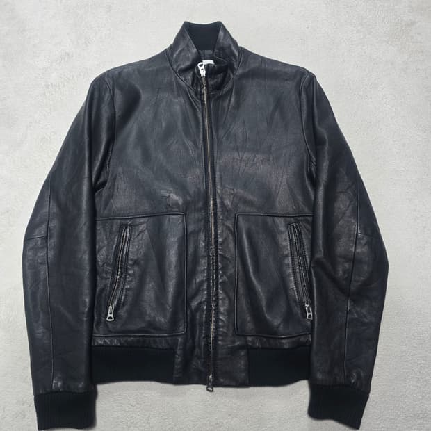 나노유니버스 고트스킨 블랙 집업 레더 자켓 M