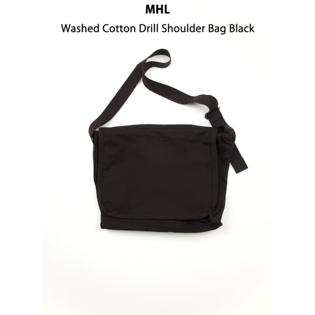 (새상품)MHL 워시드 코튼 드릴 숄더백 블랙