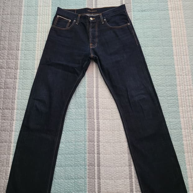 누디진 스트레이트알프 13온스 드라이 진청셀비지 탭33 실31-32사이즈