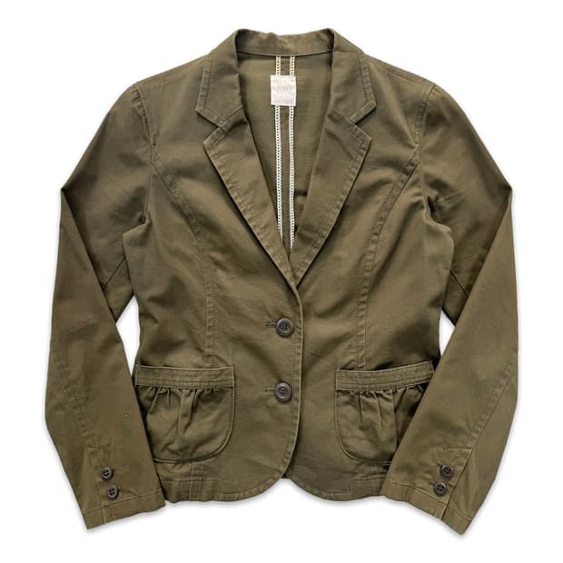 빈티지 카키 슬림핏 싱글 자켓
