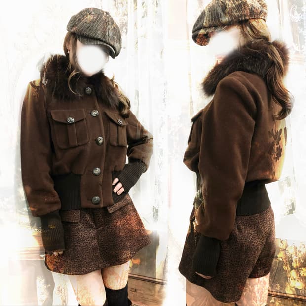 brown leopard point coordi set