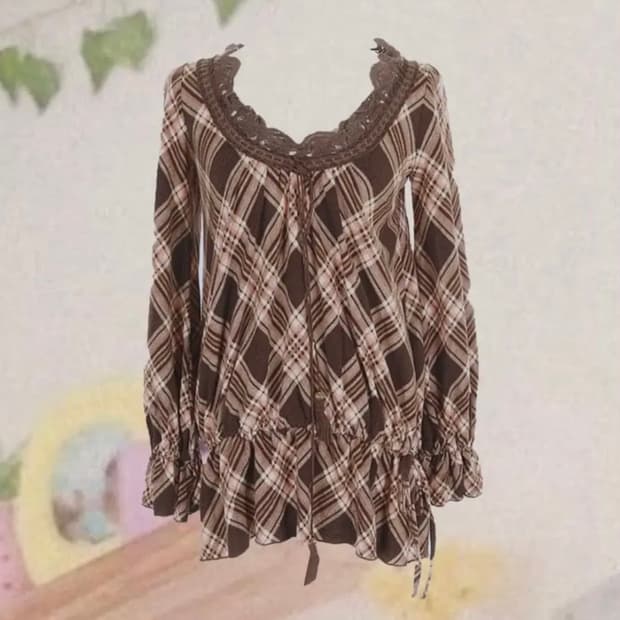 구해요) 리즈리사 딸기초코 체크 탑 원피스 블라우스 라떼갸루 짜잔씨 