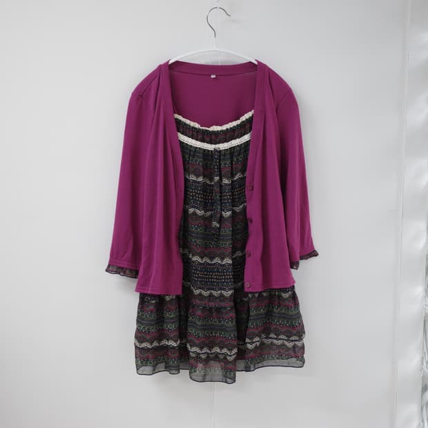 Larered purple pink sleeve tee