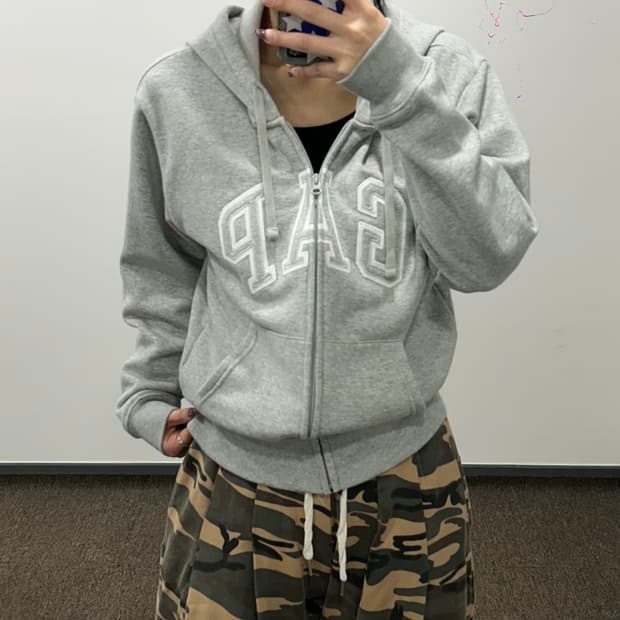 Gap 갭 그레이 기모 후드집업