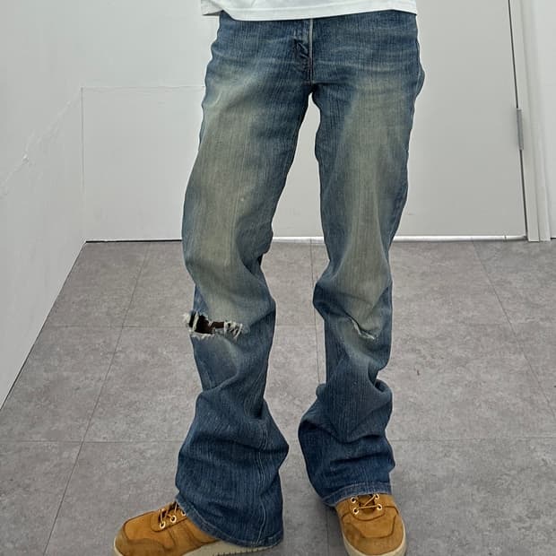Vintage wow jeans destroyed flare denim 