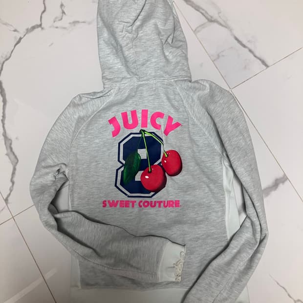 Y2K 쥬시 꾸뛰르 회색 후드집업 M 체리 프린트