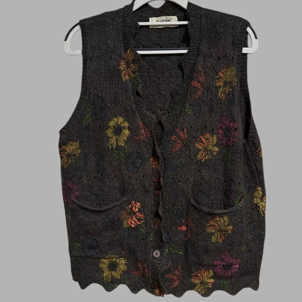 빈티지 플라워 페인팅 니트 베스트