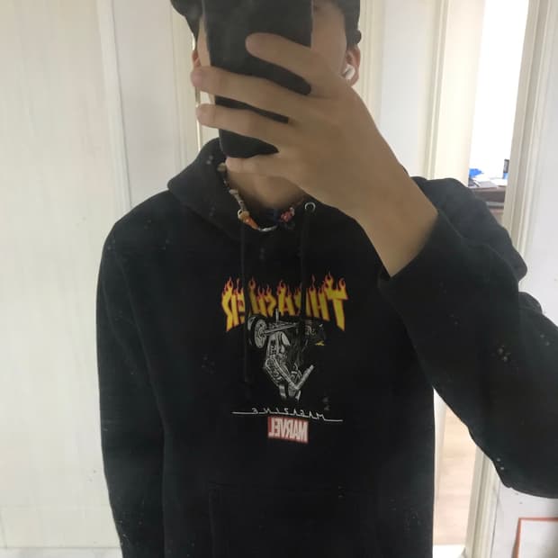 트레셔 X 마블 후드티 블랙 