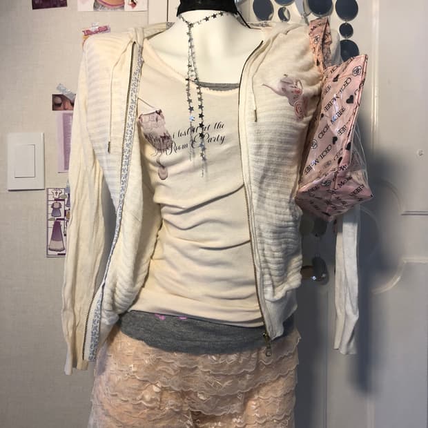 knit hoodie rose ivory outer