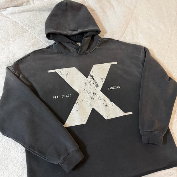 [L] 피어오브갓 x 배리어스 후드티 블랙