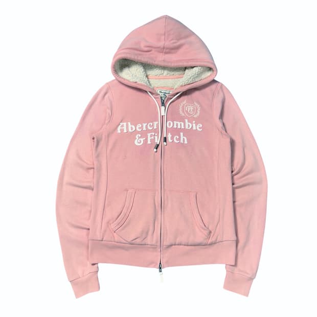(S) 아베크롬비 양털 후드집업 핑크