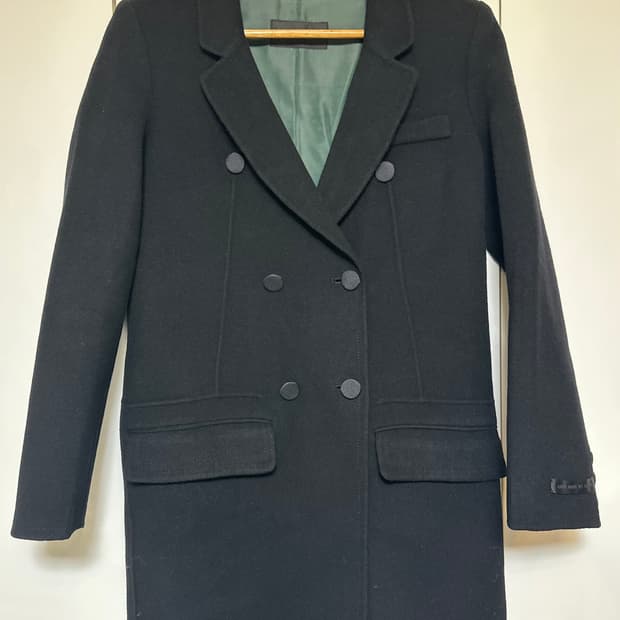 한섬시스템 캐시미어울블랙 더블 버튼 자켓