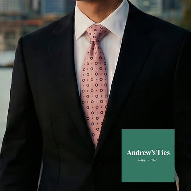 앤드류스 타이 실크 핑크 자카드 넥타이 9.1cm A+등급 A19400
