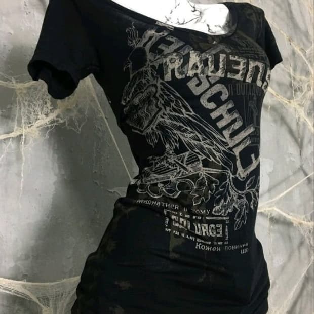 salvage 셀비지 펑크 레터링 프린팅 반팔 탑 빈티지
