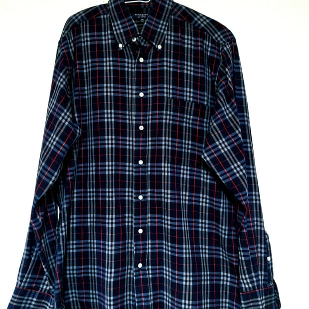 버버리정품 곤색 체크남방 105사이즈