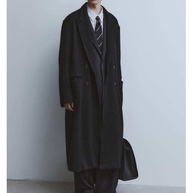 유스 보일드 울 더블 브레스티드 코트 s 축융