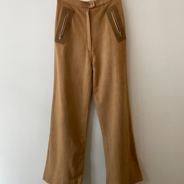 vintage camel fur boot cut pants
