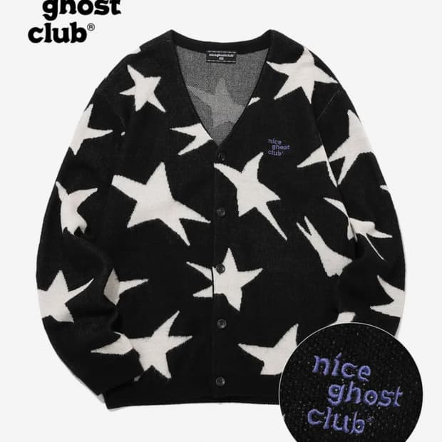 나이스고스트클럽 스타 모헤어 니트 가디건 블랙 나고클
