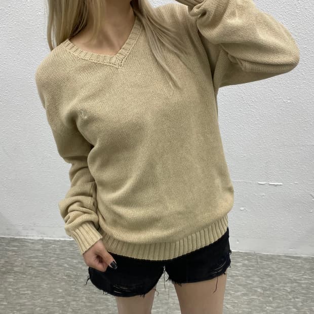 폴로 랄프로렌 화이트포니 아이보리 브이니트 M