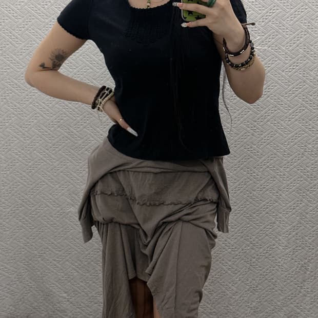 버버리 고딕 러블리 레이스 프릴 딱붙핏 반팔티 K0029