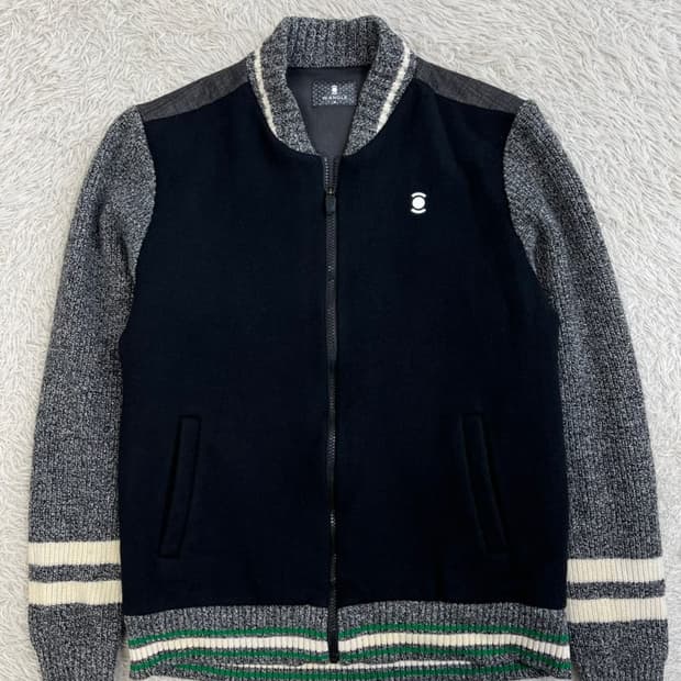 와이드앵글 울 니트 방풍 자켓/#243