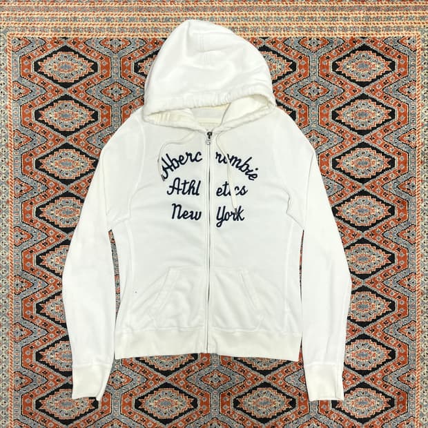 아베크롬비 스펠로고 화이트 후드집업 여성M