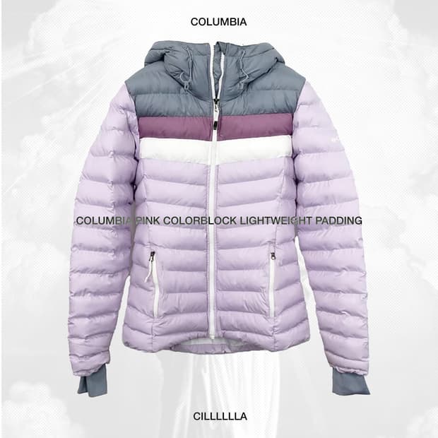 [S]COLUMBIA 컬럼비아 핑크 컬러블럭 경량 패딩