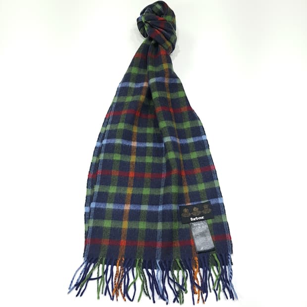 MX532 바버 00s 울캐시미어 타탄체크 네이비 머플러목도리