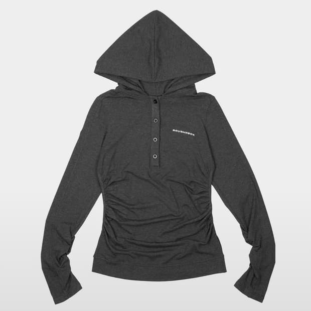 러프넥 헨리 후드 티셔츠 s gray