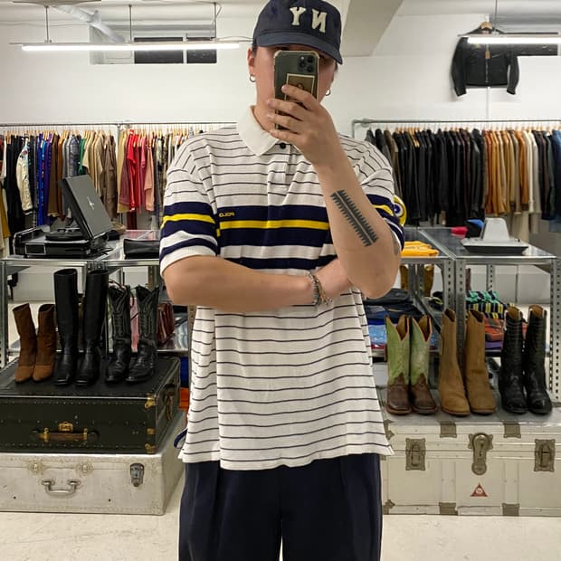 90's POLO SPORT waffle collar t-shirt 써멀