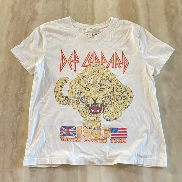 H&M Def Leopard 데프 레퍼드 화이트 티셔츠