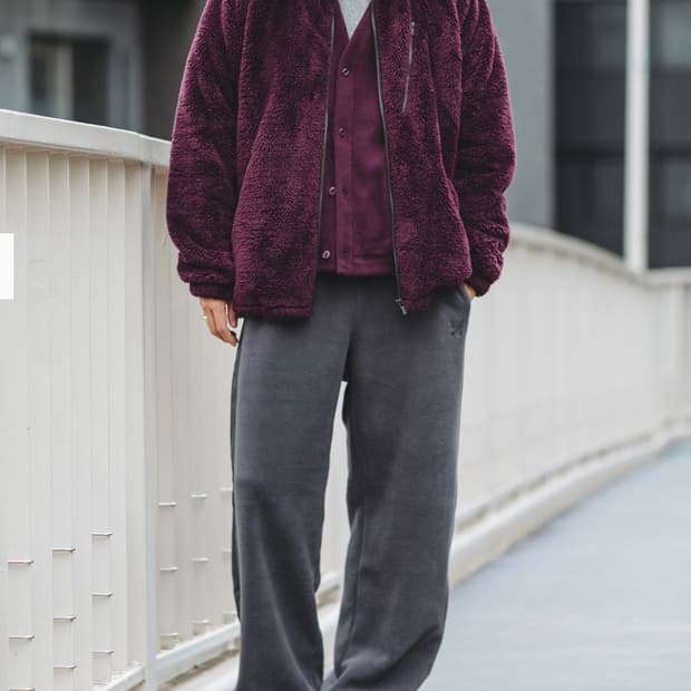 [L] 유니클로x니들스 후리스 와이드 팬츠 긴기장