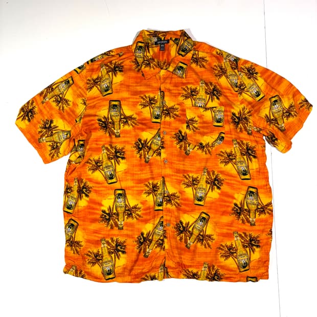 GEORGE 오렌지 비어보틀 하와이안셔츠 XL