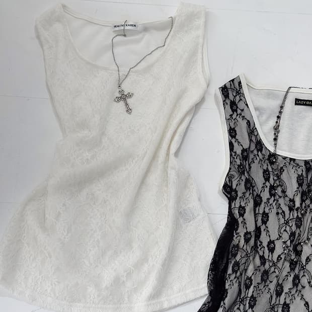 Floral Cotton Sleeveless (White) 0205