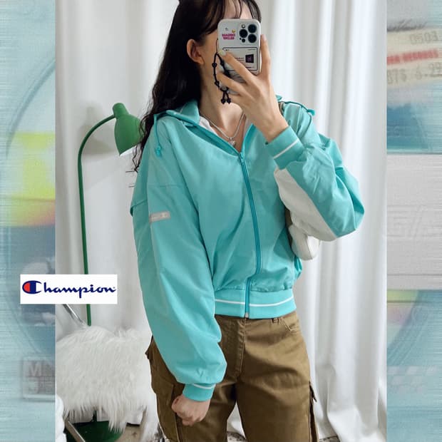 챔피온 민트 숏 후드 자켓