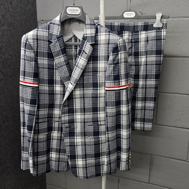 새상품 / 톰브라운 RWB 암밴드 체크 블레이저 수트 정장 셋업 2&1