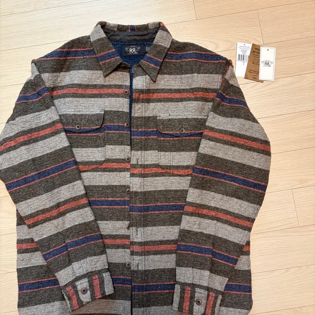 [L] rrl 스트라이프 더블 클로스 워크셔츠