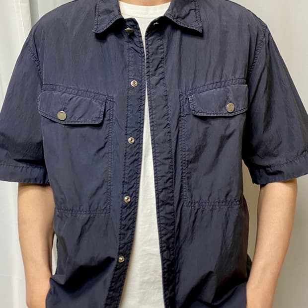 C.P. Company 반팔 포켓 남방 셔츠 네이비색 105 XL