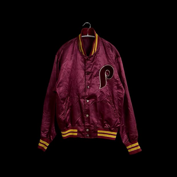 80s 필라델피아 필리스 새틴 봄버 자켓